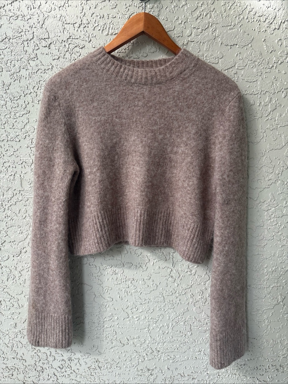 LAcademia Kiyami Cropped Sweater XS Taupe Alpaca Wool Blend Revolve Ribbed